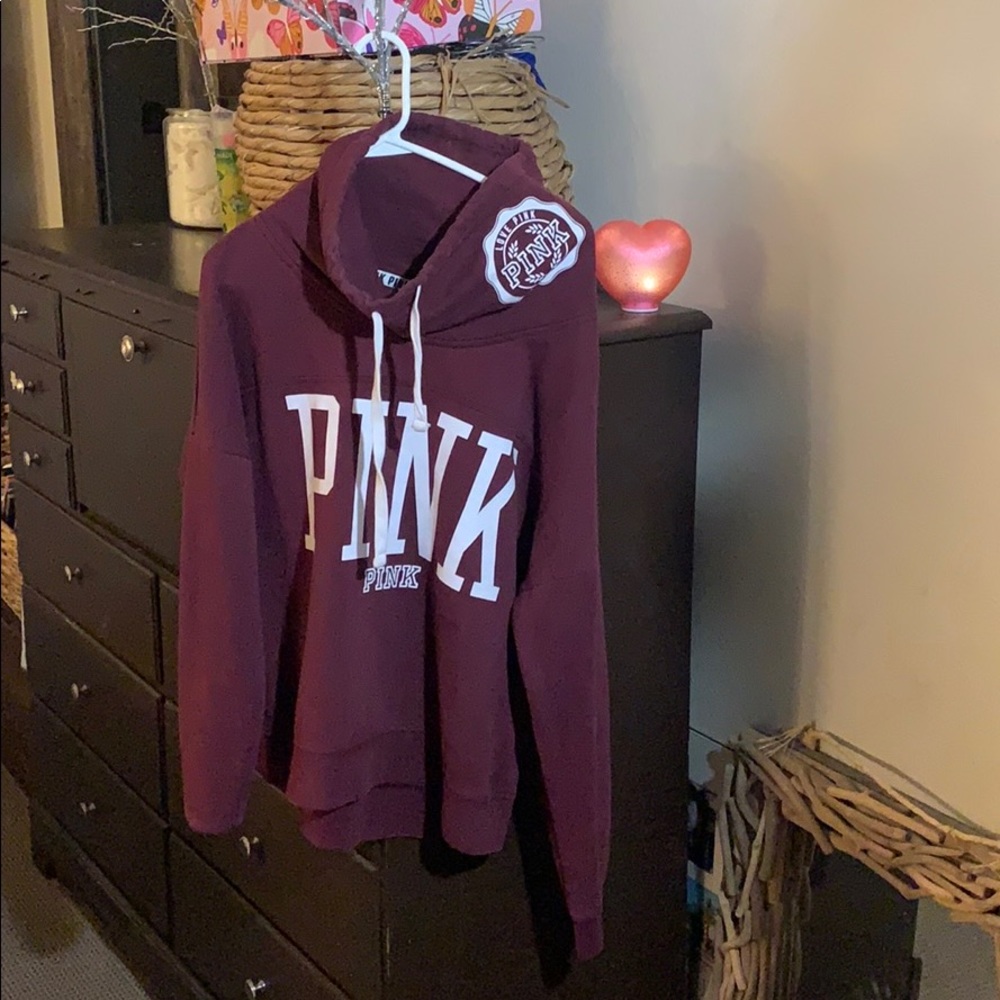 Burgundy pink cowl neck sweatshirt